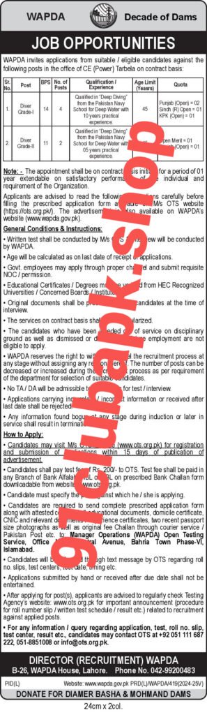 WAPDA Latest Jobs April 2025 Advertisement: